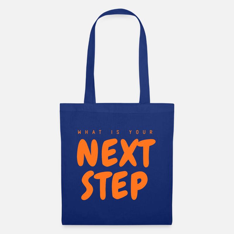 Nächster Schritt Orange Schrift, Next Step - Stoffbeutel - Royalblau