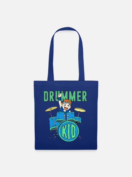 Drummer Kid - Schlagzeug Kinder Motiv - Stoffbeutel - Royalblau