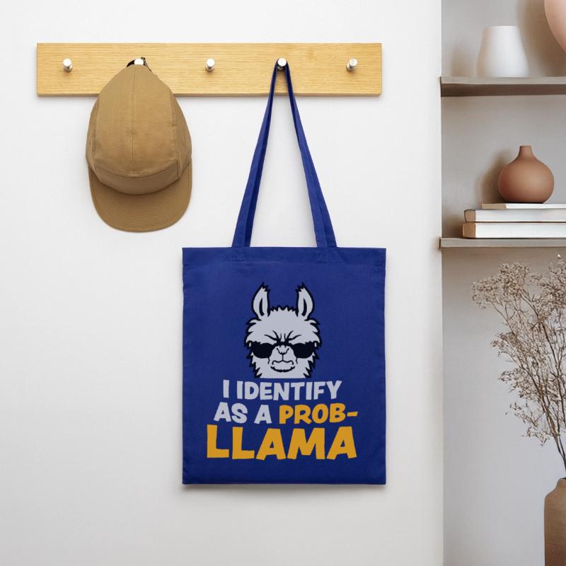 I Identify As A Probllama Cool Lama Problem Spruch Stoffbeutel
