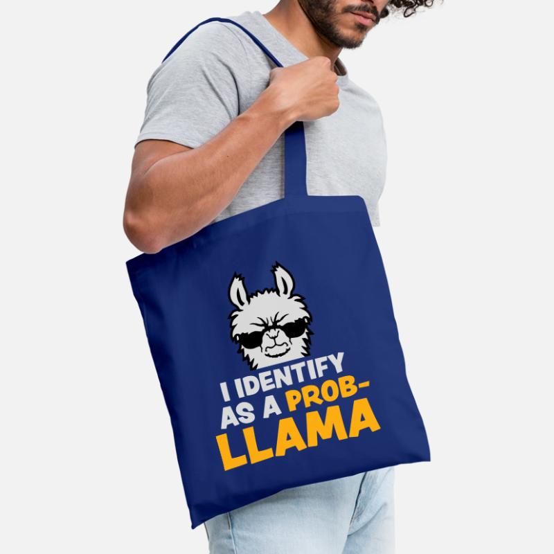 I Identify As A Probllama Cool Lama Problem Spruch Stoffbeutel