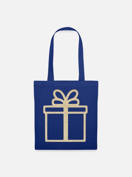 Gold Glitter Geschenkbox Design - Stoffbeutel - Royalblau