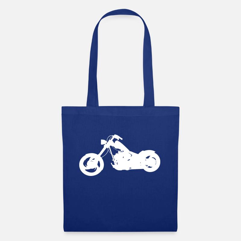 Silhouette Chopper Motorrad weiß - Stoffbeutel - Royalblau