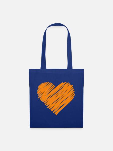 Orange Handherz Kritzelei - Stoffbeutel - Royalblau