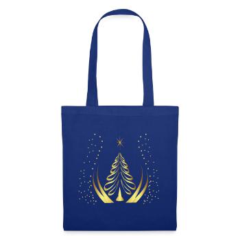 Goldene Weihnachtsbaum-Silhouette - Stoffbeutel - Royalblau - Vorne