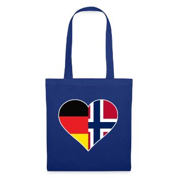 Deutsch-Norwegisches Flaggenherz - Stoffbeutel - Royalblau - Vorne