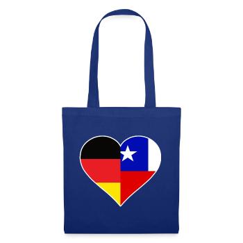 Deutsch-Chilenisches Flaggenherz - Stoffbeutel - Royalblau - Vorne