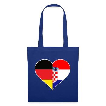 Deutsch-Kroatisches Flaggenherz - Stoffbeutel - Royalblau - Vorne