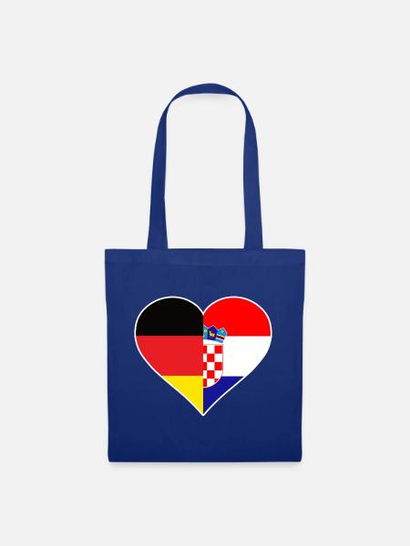 Deutsch-Kroatisches Flaggenherz - Stoffbeutel - Royalblau
