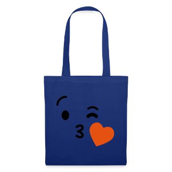 Emoji Kuss Herz Liebe Emoji - Stoffbeutel - Royalblau - Vorne