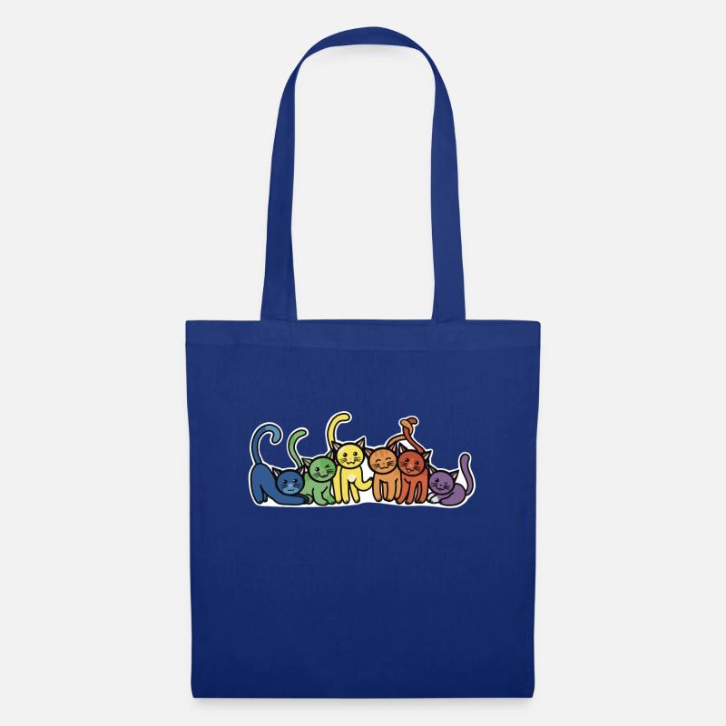 Regenbogen Katzen - Stoffbeutel - Royalblau
