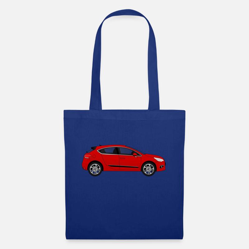 Rotes Auto - Stoffbeutel - Royalblau