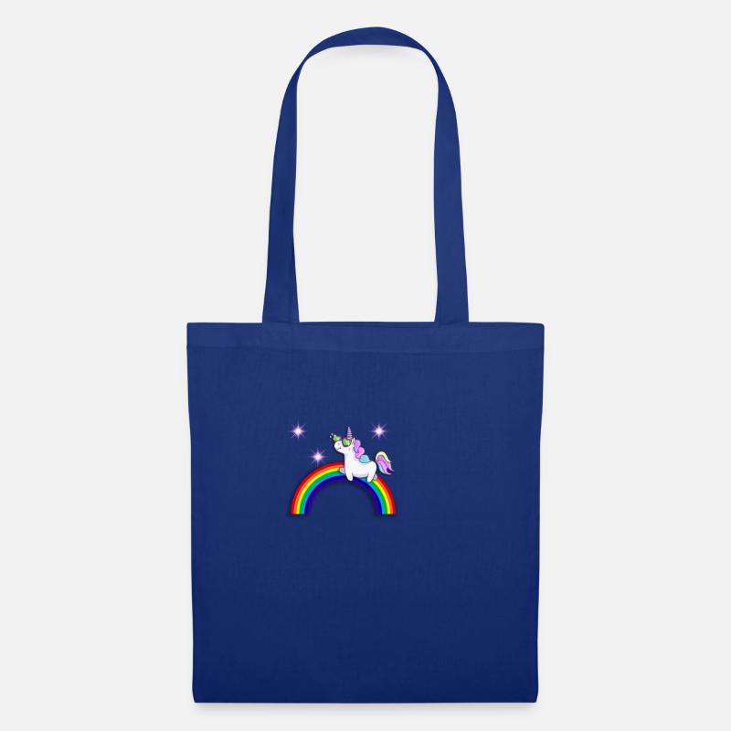 Einhorn mit Regenbogen - Stoffbeutel - Royalblau