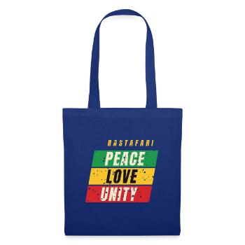 Rastafari Peace Love Unity – Rot Gold Grün - Stoffbeutel - Royalblau - Vorne