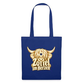 Hochlandrind Fan Geschenk Bauernhof Landleben - Stoffbeutel - Royalblau - Vorne