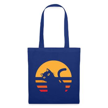Katze Sonnenuntergang - Stoffbeutel - Royalblau - Vorne