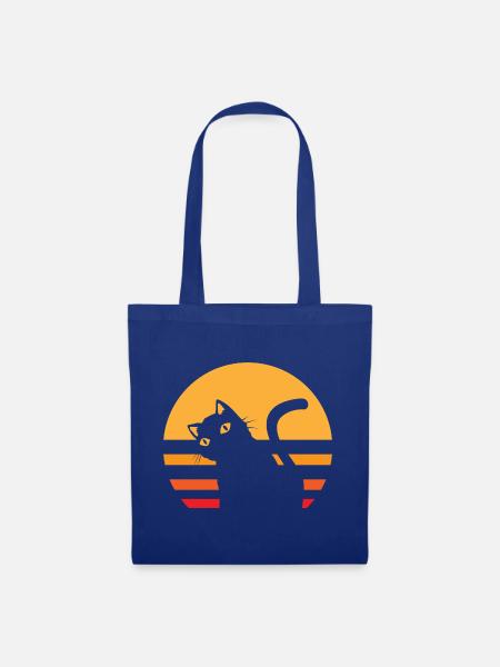Katze Sonnenuntergang - Stoffbeutel - Royalblau