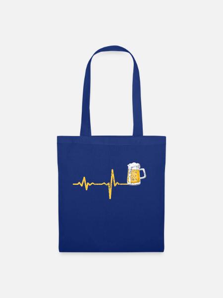 Heartbeat Bier Geschenk - Stoffbeutel - Royalblau