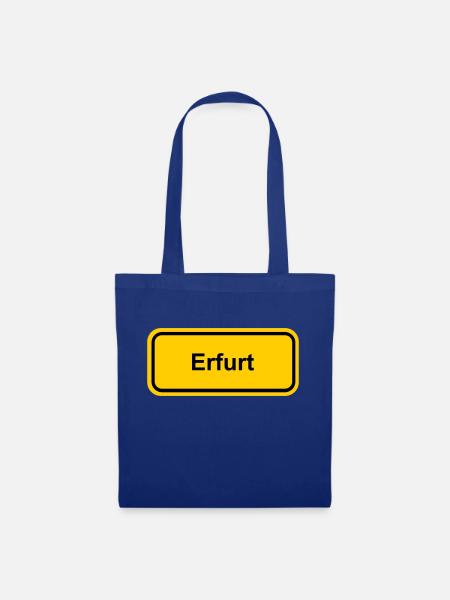 Ortsschild Erfurt Ort Schild Ortstafel - Stoffbeutel - Royalblau