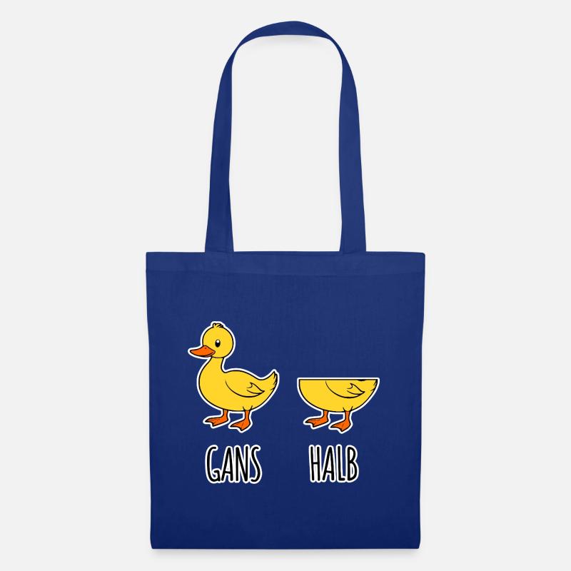 Gans - Halb - Ganze Gans halbe Gans Flachwitz HAHA - Stoffbeutel - Royalblau