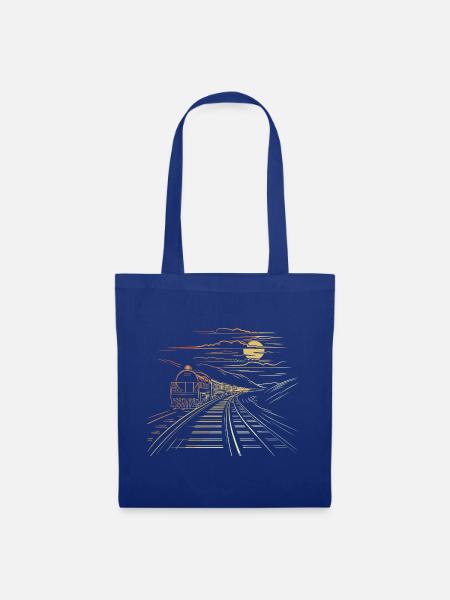 Eisenbahn Retro Stil - Stoffbeutel - Royalblau