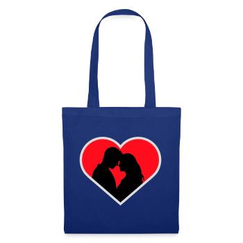 Couple Silhouette Amour Romance Petit ami de la Saint-Valentin - Sac en tissu - bleu royal - Devant
