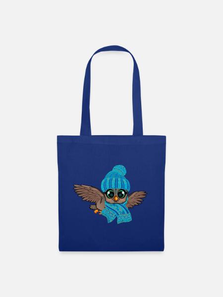 Frosteule Eule Frostbeule Herbst Winter - Stoffbeutel - Royalblau