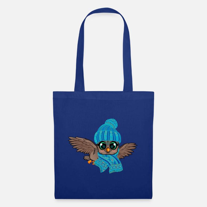 Frosteule Eule Frostbeule Herbst Winter - Stoffbeutel - Royalblau