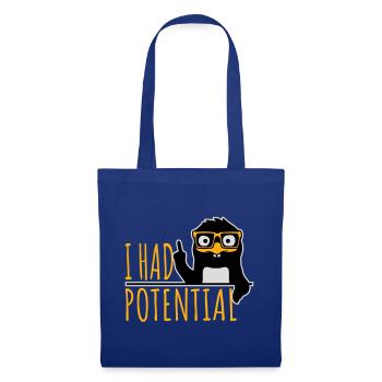 I Had Potential Ich Hatte Potenzial Pinguin Logo - Stoffbeutel - Royalblau - Vorne