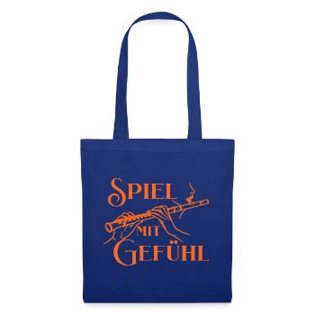 Querflöte - Spiel mit Gefühl Flötenmusik Flötistin - Stoffbeutel - Royalblau - Vorne
