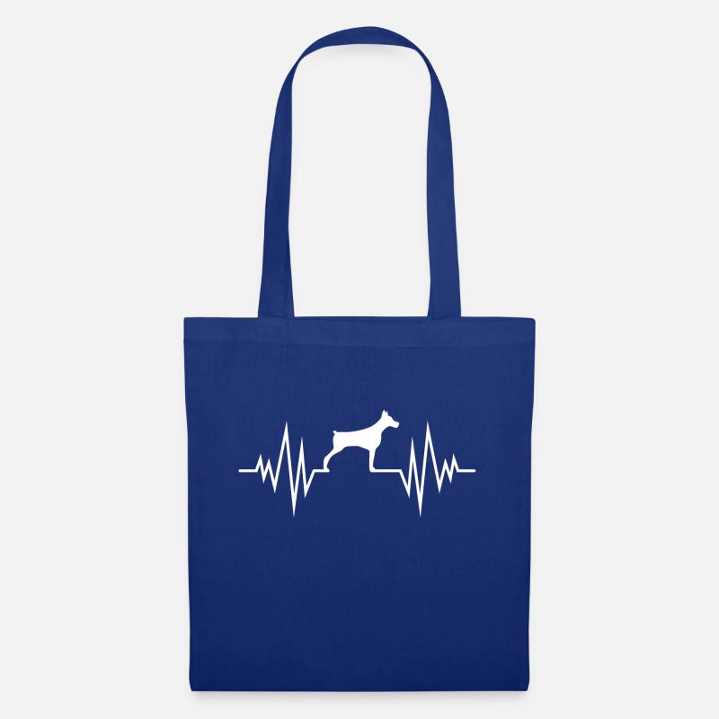 Herzschlag mit Hund - Stoffbeutel - Royalblau