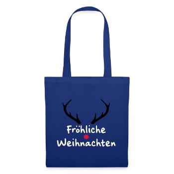 Fröhliche Weihnachten Rentier Weihnachtsgeschenk - Stoffbeutel - Royalblau - Vorne