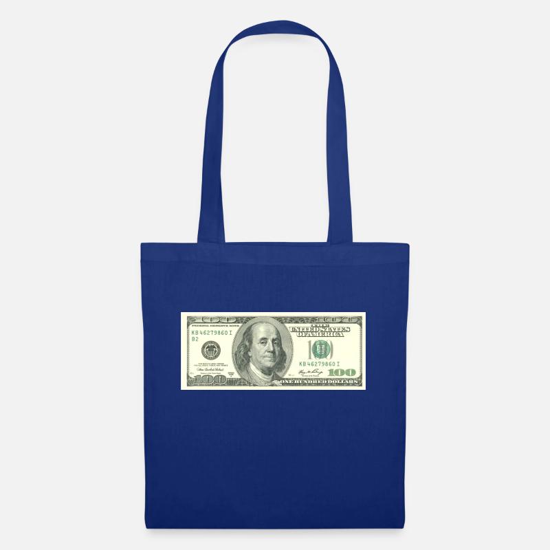 100 Dollar Money Geldschein - Stoffbeutel - Royalblau