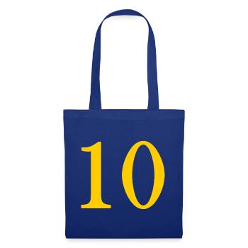 10. 10 ANS. 10e ANNIVERSAIRE. ANNIVERSAIRE 10 ANS. - Sac en tissu - bleu royal - Devant
