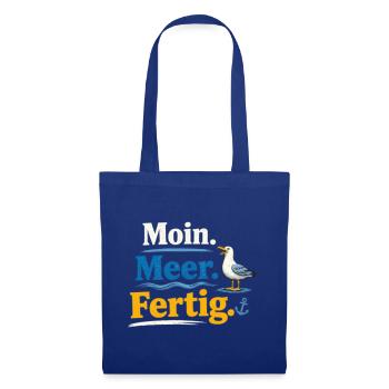 Moin Meer Fertig Möwe lustig Spruch  - Stoffbeutel - Royalblau - Vorne