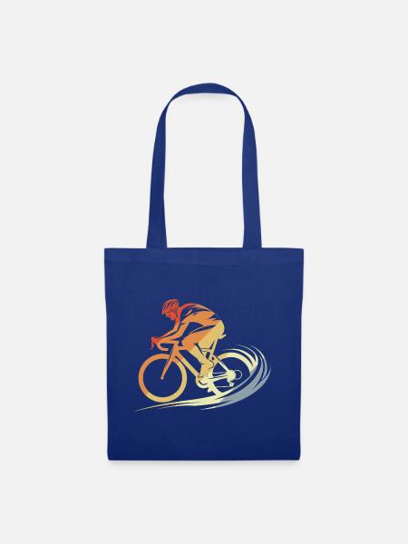 Vintage Fahrradfahrer Zeichnung - Stoffbeutel - Royalblau