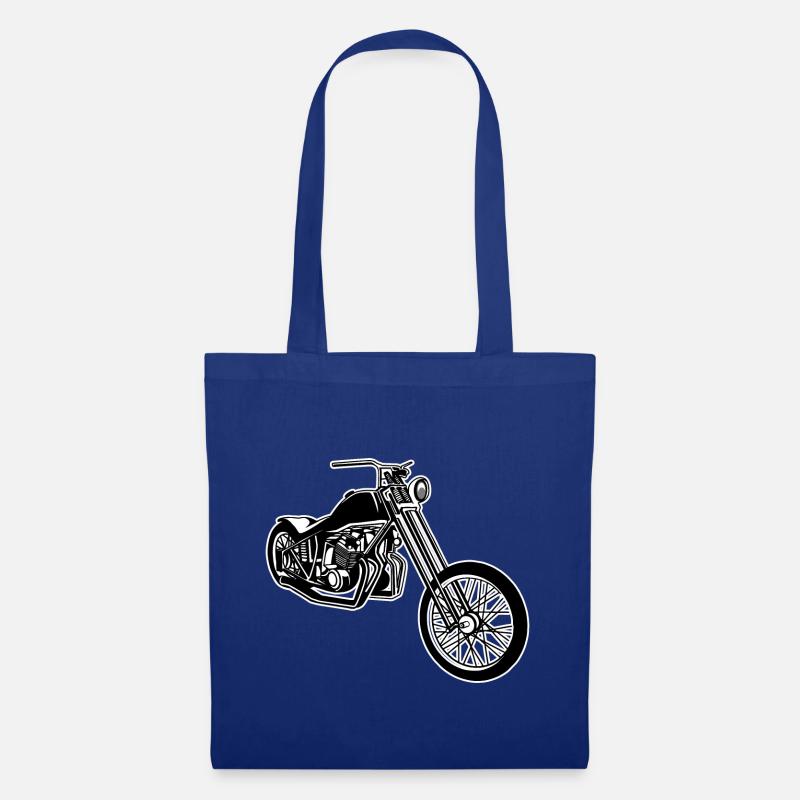 Chopper / Bobber Motorrad 01_schwarz weiß - Stoffbeutel - Royalblau
