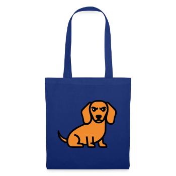Dackel Hund Braun Comic - Stoffbeutel - Royalblau - Vorne