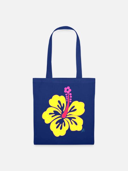 Gelbe tropische Hibiskusblüte - Stoffbeutel - Royalblau