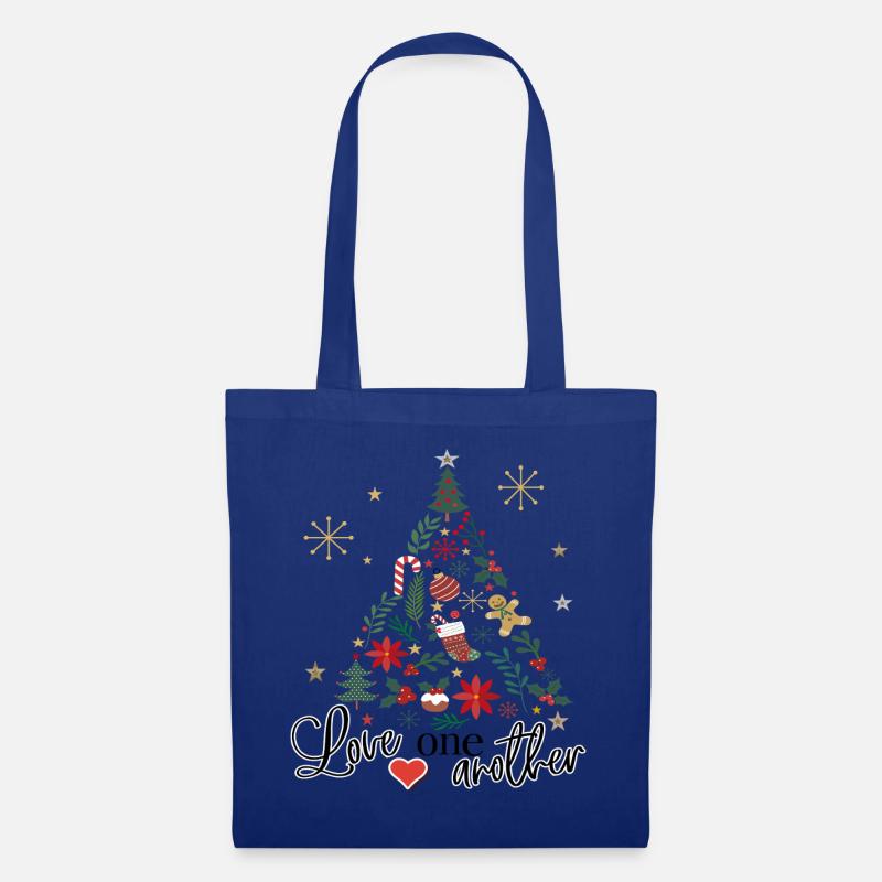 Weihnachtsbaum geschmückt - Stoffbeutel - Royalblau