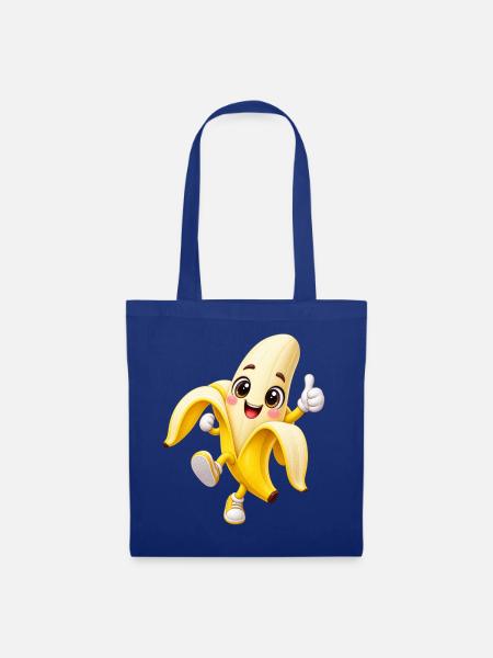 Glücklicher Bananen-Maskottchen-Sprint - Stoffbeutel - Royalblau