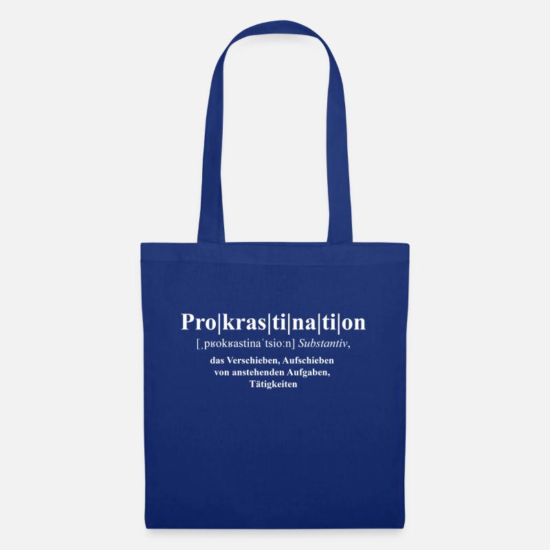 Prokrastination Def. weiß - Stoffbeutel - Royalblau