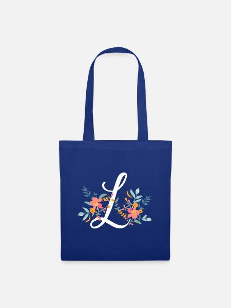 L Typographie Floral - Stoffbeutel - Royalblau