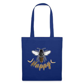 Happy bee with 'Happy' lettering - Tote Bag - royal blue - Front