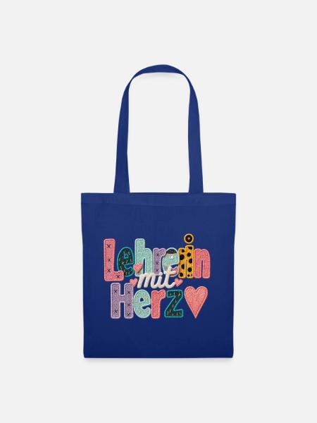 Lehrerin mit Herz! - Stoffbeutel - Royalblau
