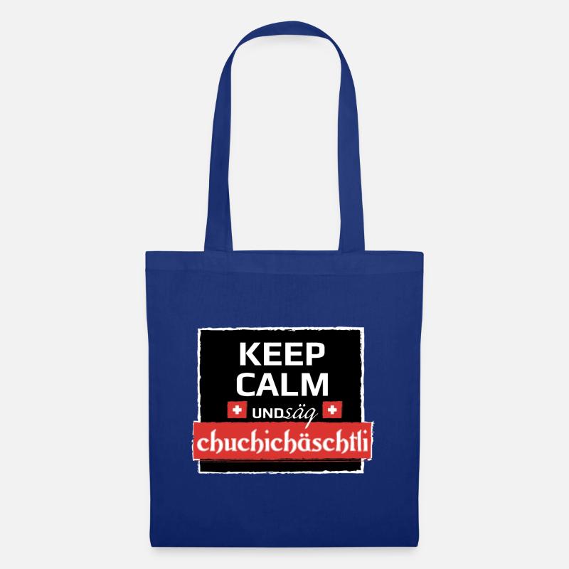KeepCalm und Schweizerdeutsch - Stoffbeutel - Royalblau