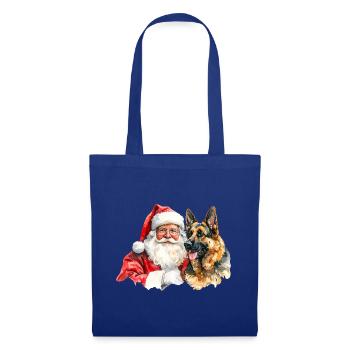 Weihnachtsmann Deutscher Schäferhund - Stoffbeutel - Royalblau - Vorne