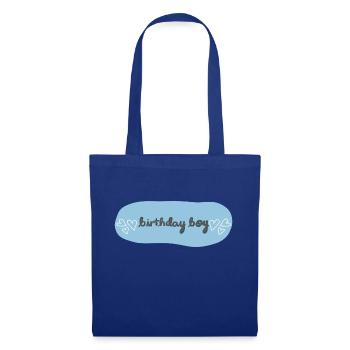 Birthday Boy Schriftzug mit Herzen - Stoffbeutel - Royalblau - Vorne
