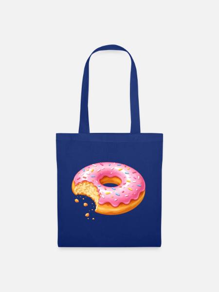 Donut mit Biss – Süßes Dessert Design   - Stoffbeutel - Royalblau