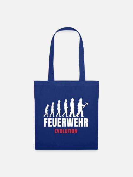 Feuerwehr Evolution Feuerwehrmann lustiger Spruch - Stoffbeutel - Royalblau