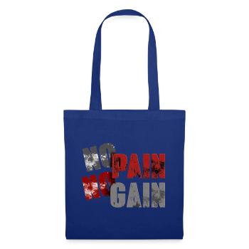 No Pan No Gain Distressed Typografie - Stoffbeutel - Royalblau - Vorne